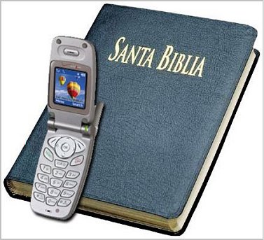 teléfono celular contra la Biblia