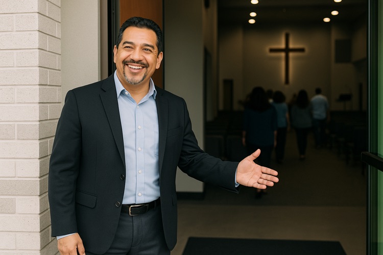 Pastor dando bienvenida 2 med