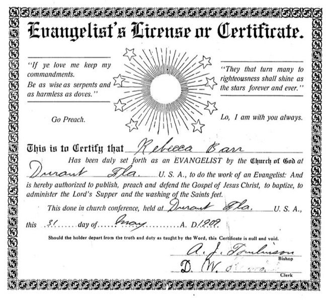 Licencia de Ministros de Edmond y Rebecca Barr