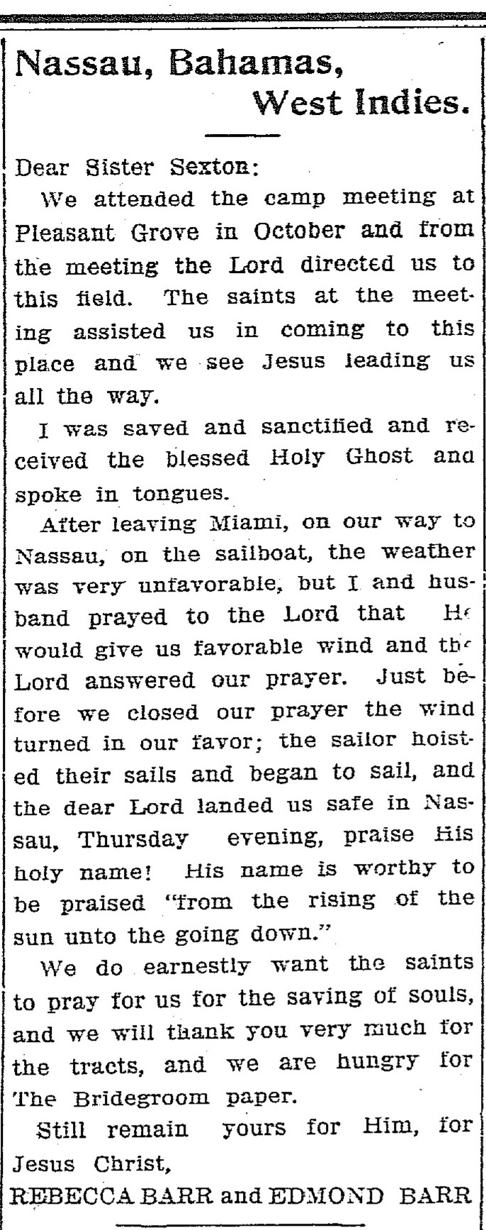 Rebecca barr missions report 1909