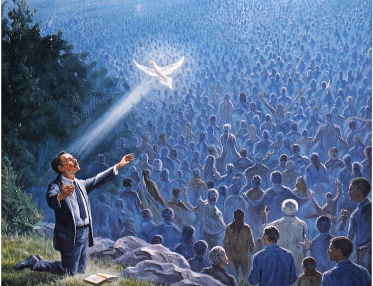 Famosa Pintura de AJ Tomlinson Y La Iglesia